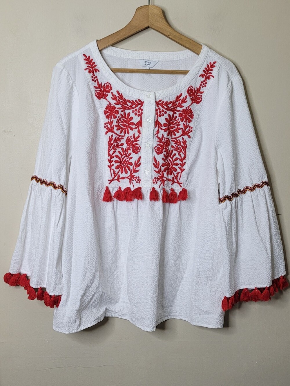 Crown & Ivy Embroidered Tassel Top - Picture 2 of 7